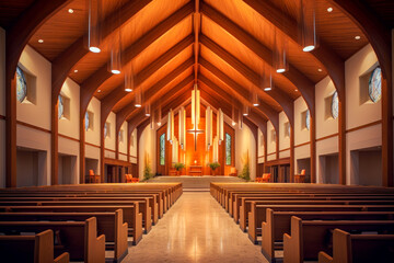 Fototapeta premium Church interior architecture. Generative AI