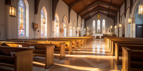 Fototapeta premium Church interior architecture. Generative AI