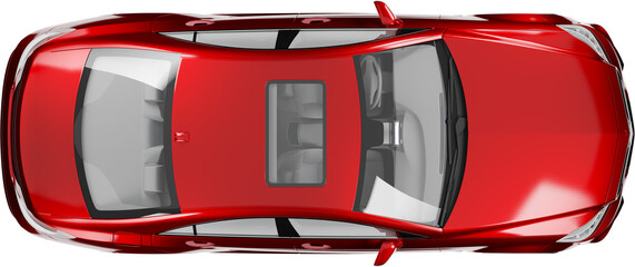 Top view of red sports car