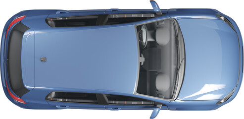 Top view of blue car