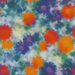 Abstract, seamless pattern of flowers. Created by a stable diffusion neural network.