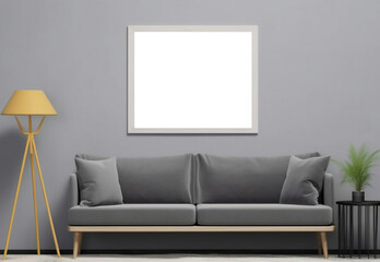modern living room with sofa - mockup frame