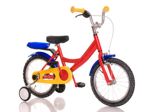 Children's bicycle on white