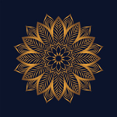 Free vector decorative golden mandala on pattern and png pattern