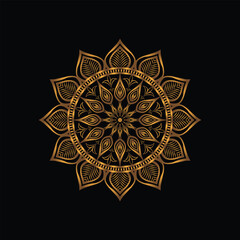 vector decorative golden mandala on pattern mandala design template