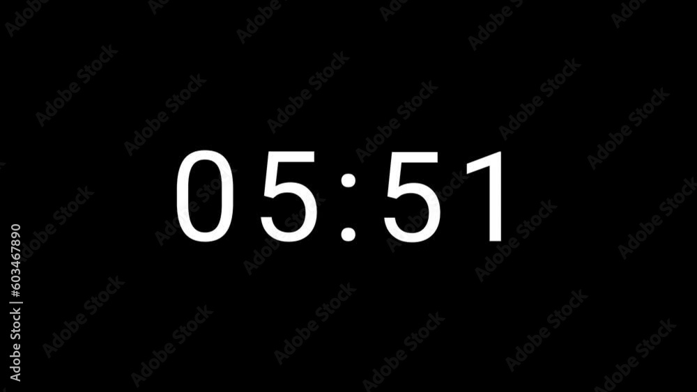 Poster stylish 10 seconds analog 4 digits countdown clock timer. white number on black background. 4 digits
