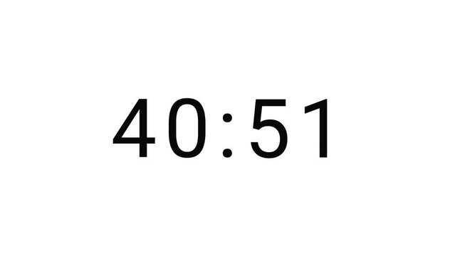 Stylish 45 seconds analog 4 digits countdown clock timer. Black number on White background. 4 digits number count. Simple and minimal 4K footage motion.