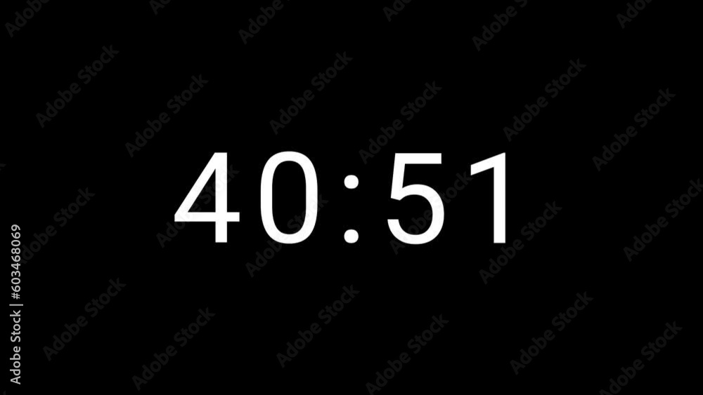 Poster stylish 45 seconds analog 4 digits countdown clock timer. white number on black background. 4 digits