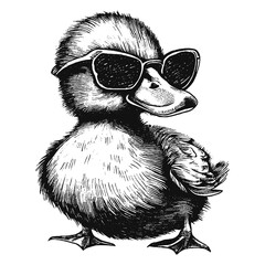 cool duckling wearing sunglasses, duck sketch © Satoru Sketches