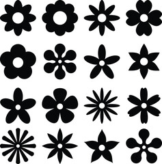 Flower shapes vector illustrations. Simple floral shapes that are symmetrical.