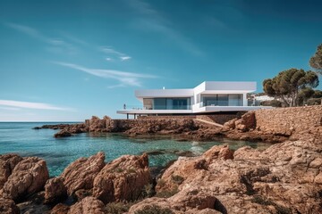 Obraz premium Illustration of a modern house - Mediterranean - Created with Generative ai