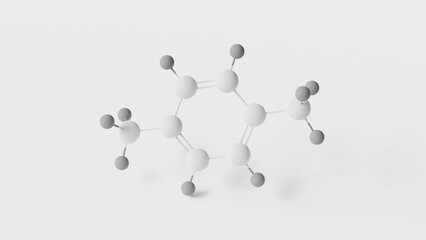 p-xylene molecule 3d, molecular structure, ball and stick model, structural chemical formula para-xylene