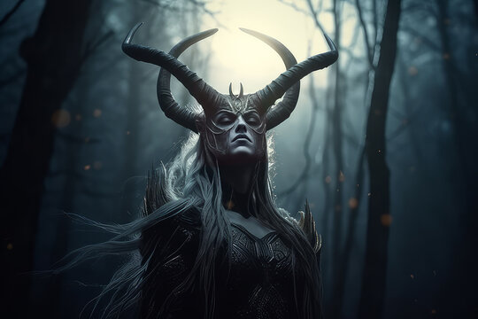 demon girl in gloomy colors. Generative AI