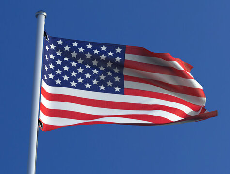 American flag with sky background