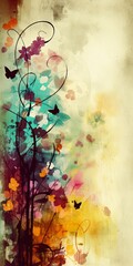 grunge background with flowers
