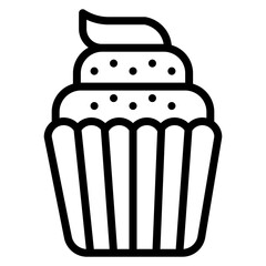 Wedding Cupcake Vector Line Icon