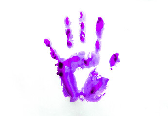 Handabdruck in lila Farbe