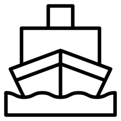 Cargo Ship Vector Line Icon