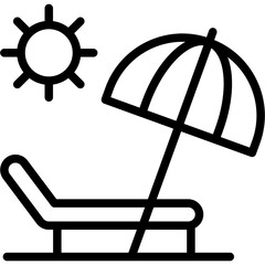 Beach Vector Line Icon