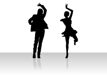 Illustration of a couple dancing