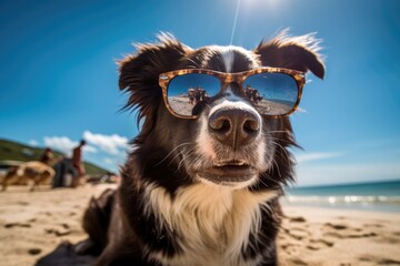 Funny Dog at the beach - Vacation - Illustration created with generative ai