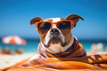 Obraz na płótnie Canvas Illustration a dog summer vacation - Created with Generative ai