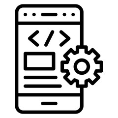 Mobile Coding Vector Line Icon