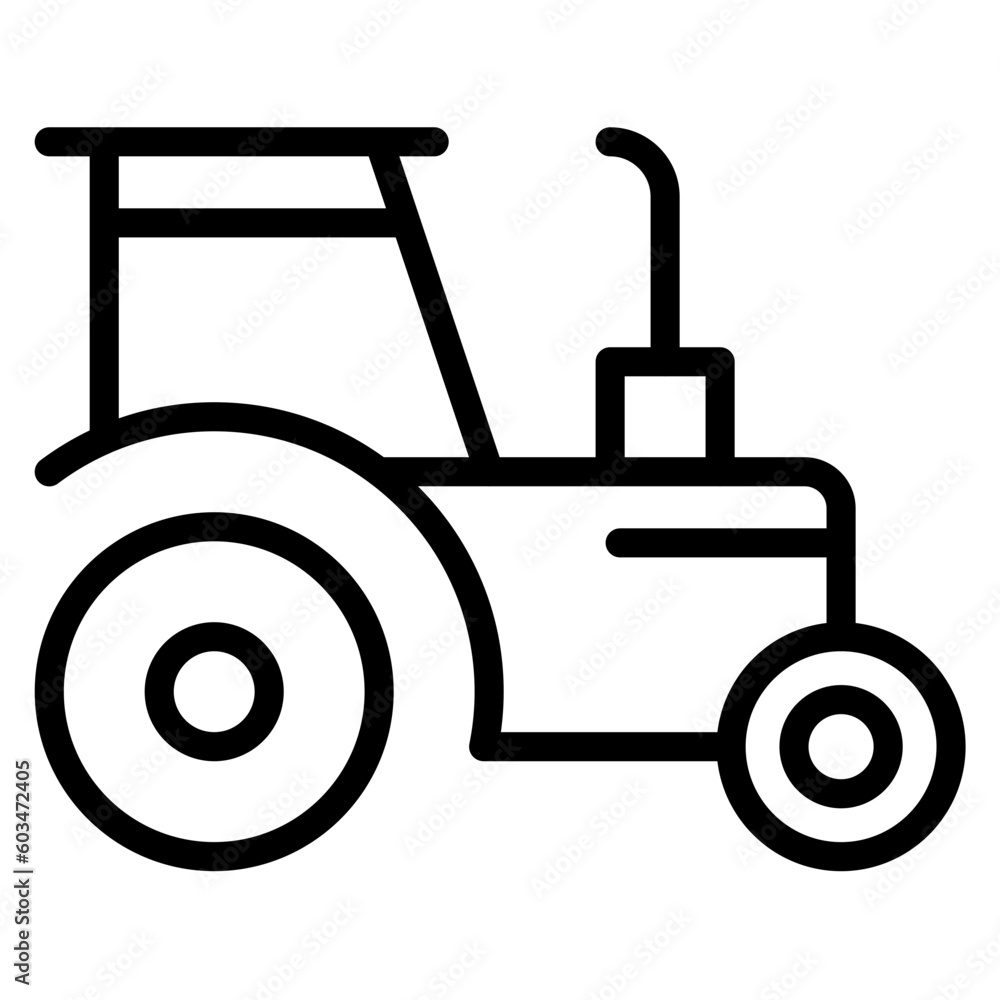 Canvas Prints Tractor Vector Line Icon