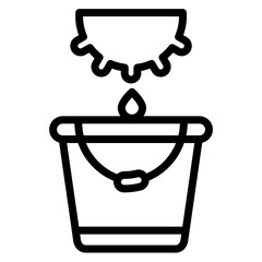 Milk Bucket Vector Line Icon