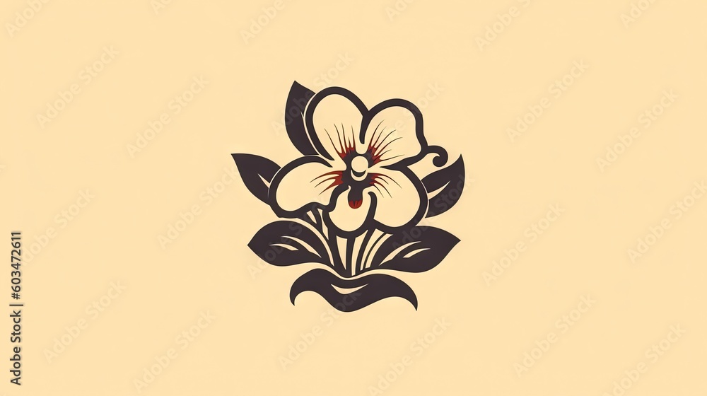 Poster a black and white flower on a yellow background with a black outline on the bottom of the image and 