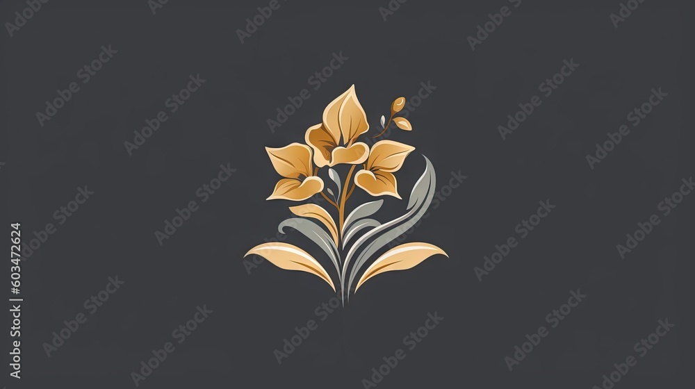 Poster a yellow flower on a black background with a butterfly flying over it and a gray background with a y