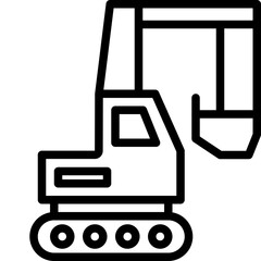 Fototapeta premium Excavator Vector Line Icon