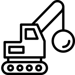 Demolition Crane Vector Line Icon