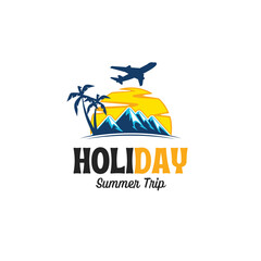 Blue Yellow Minimalist Vintage Holiday Trip Logo (4000 × 4000 px) - 1 - obrazy, fototapety, plakaty