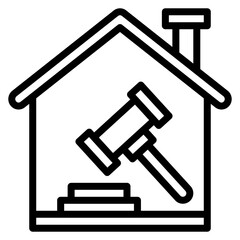 House Auction Vector Line Icon
