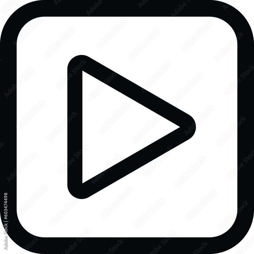 Poster square play button icon vector in line style isolated on white