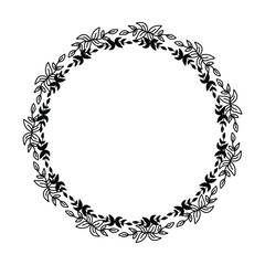 Floral circle round border flower frame ring for decoration ornament in vector illustration