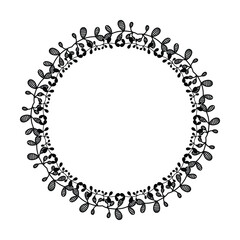 Floral circle round border flower frame ring for decoration ornament in vector illustration