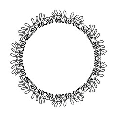 Floral circle round border flower frame ring for decoration ornament in vector illustration