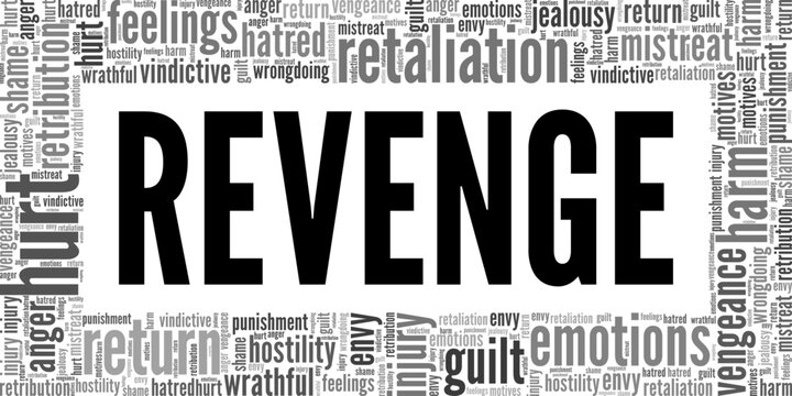 Revenge word cloud conceptual design isolated on white background.