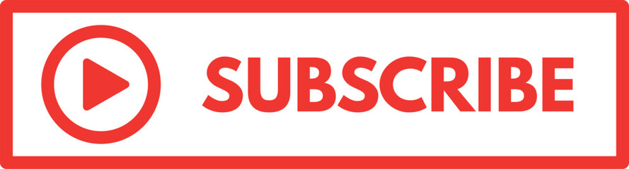 red subscribe channel button icon vector isolated on white background 
