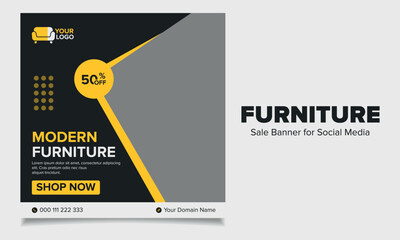 Furniture sale banner template for social media