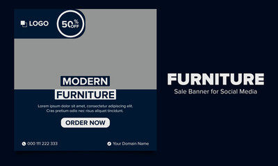Furniture sale banner template for social media