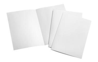 Blank half-folded booklet, postcard, flyer or brochure mockup template, cut out