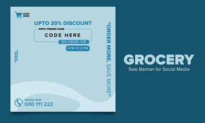 Vegetable and fruit grocery sale banner for social media