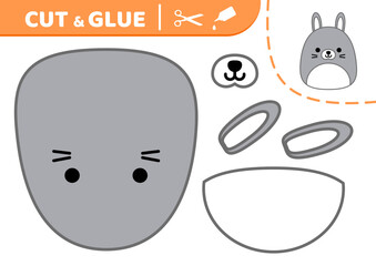Hare. Bunny. Rabbit. Squishmallow. Cut and glue Applique Paper game Vector