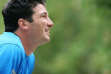 Profile of a happy young man
