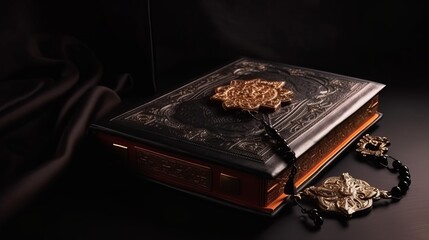 Quran holy book on dark background