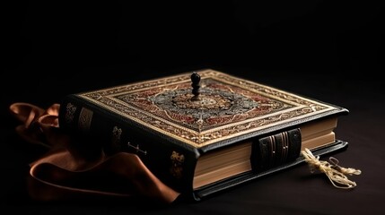 Quran holy book on dark background