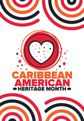 Caribbean American Heritage Month in June. Culture Month to the people of America. Celebrate annual with festival. Happy holiday. Poster, card, banner and background. Vector illustration